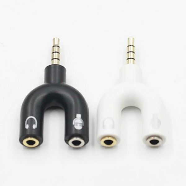 3.5mm Audio Cable 2 in 1 Splitter Stereo Plug with Mic & Headphone Earphone Adapters for Smartphone MP3 MP4 Player Game