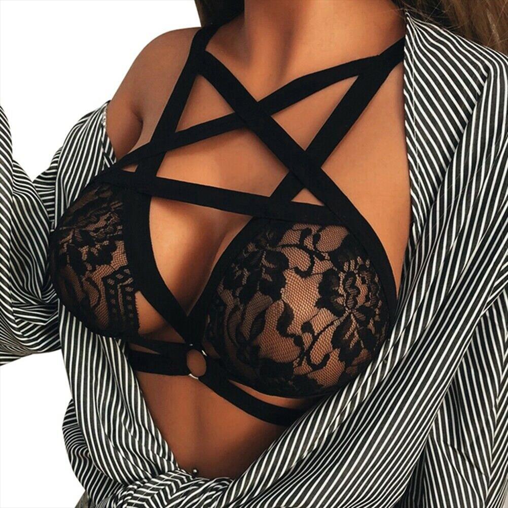 Arrival Women Floral Lace Tanks Halter Bralette Lined No Pad Crop Top V Neck Choker Exotic Apparel clothes