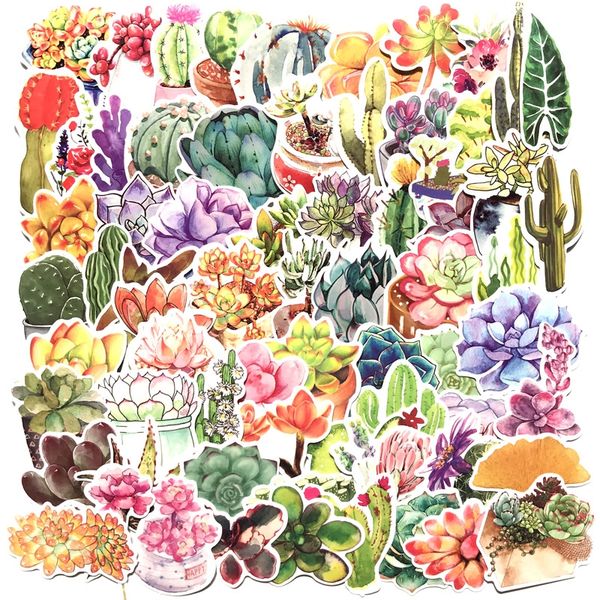 70pcs-Lot Colorful Plant Cactus Mini Floral Sticker for Car Skateboard Suitcase Motorbike Bicycle Laptop Phone Decal
