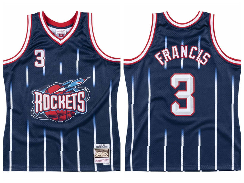 Men&#13;Houston&#13;Rockets Steve Francis 3 Mitchell & Ness Teal Road 1999-00 Hardwoods Classics Swingman Jersey 01