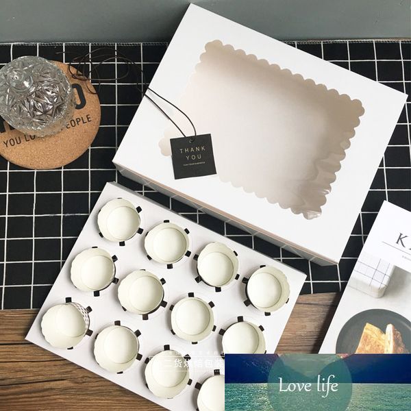 5 pcs cupcake box with window White Brown kraft paper Boxes Dessert Mousse box 12 Cup Cake Holders wholesalers Customized