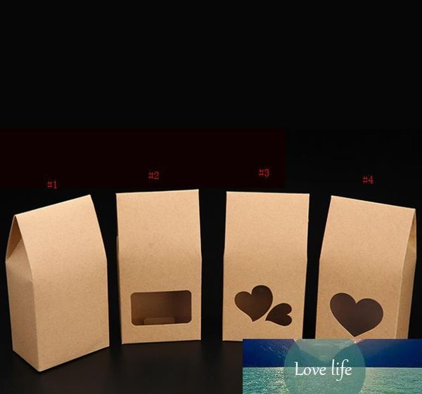 500pcs-lot 16*8cm Cookies Nuts Gift Packaging Bags Stand Up Kraft Paper Boxes With Heart Shape Clear Window Pocket SN909