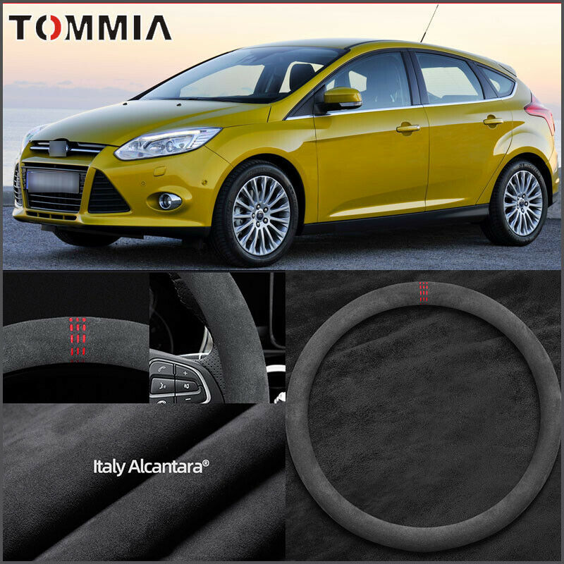 15&quot; Non-slip Black Alcantara Suede Car Steering Wheel Cover Fit For Ford focus