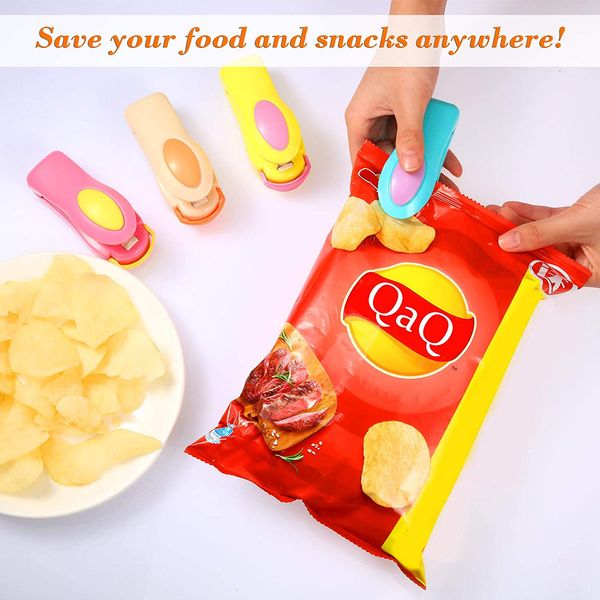 Mini Portable Heat Sealing Machine Electric Household Food Saver Plastic Vacuum Bag Sealer Storage Snacks Packing Plastic Bag Clip CFYL0250