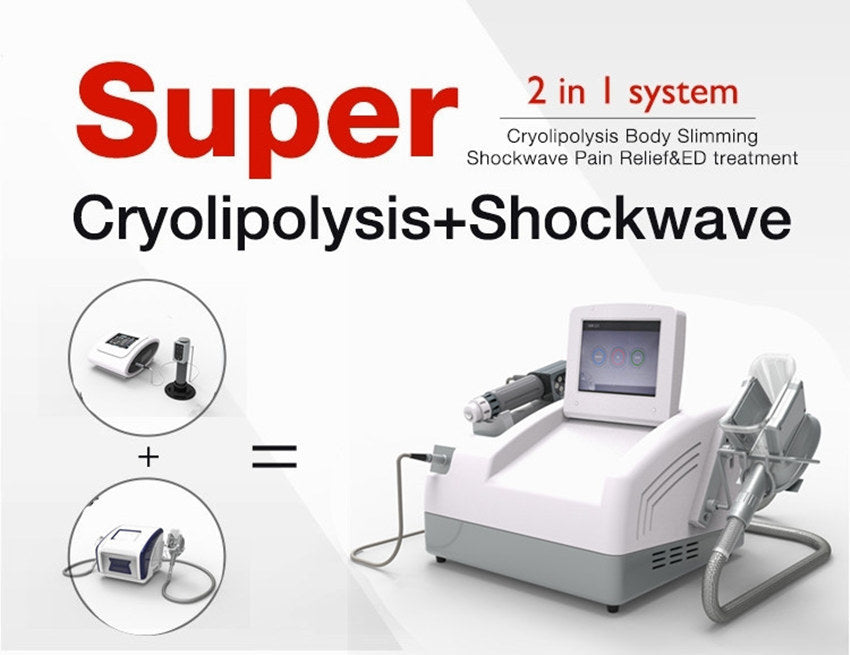 Portable beauty equipment slimming machine with cool cryolipolyisis and shock wave therapy- portable shockw ave therapy