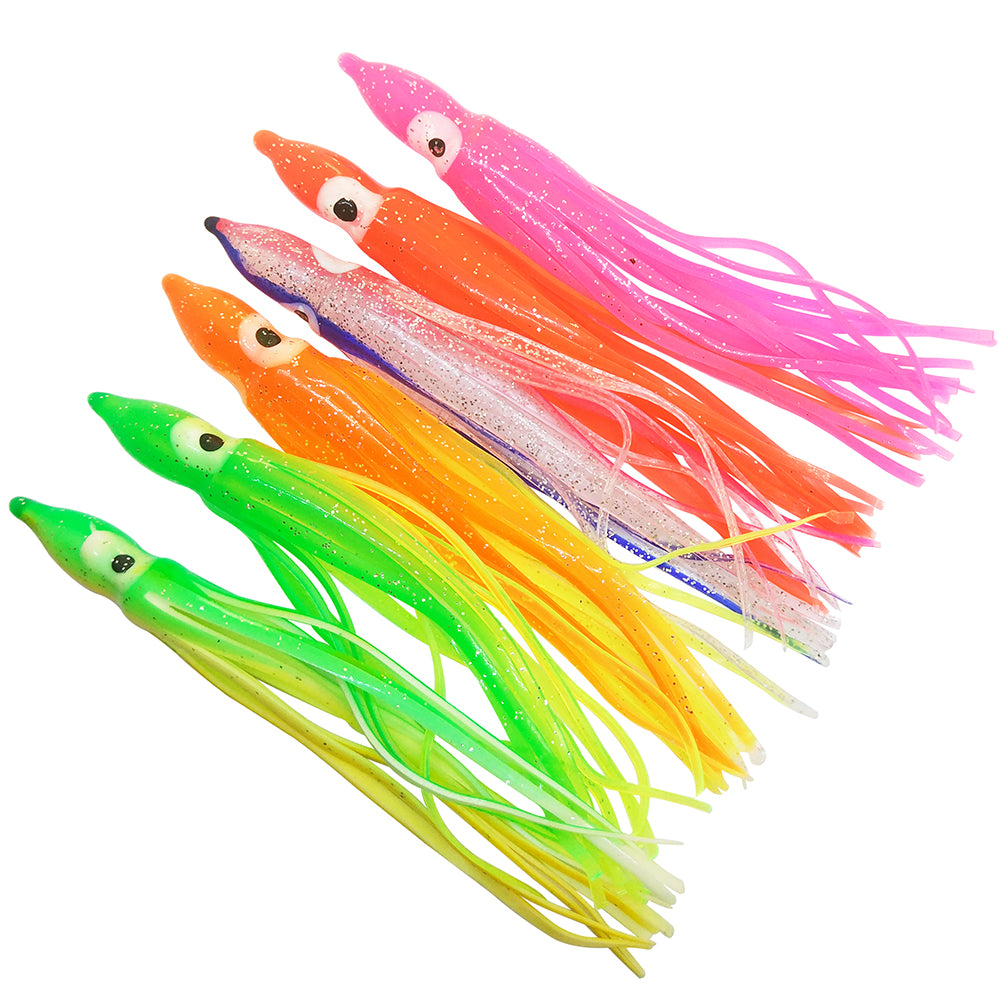 INFOF 50pieces Squid Skirts Rubber 5cm 9cm 11cm Soft Fishing Lures Octopus Hoochie Soft Baits Saltwater Fishing Tackle Mix Color