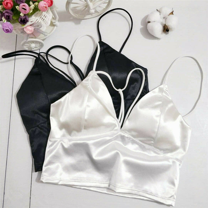 Women Tanks & Camis Crop Top Casual Strap Vests Wrap Chest Underwear Padded Bra Crops Tops Party Club Bustier Bras Backless Bandage T-shirt