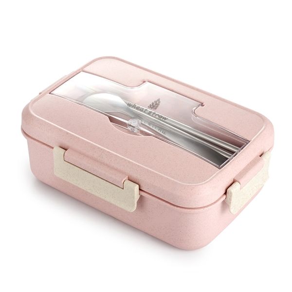 TUUTH Microwave Lunch Box Wheat Straw Dinnerware Food Storage Container Children Kids School Office Portable Bento Box 201208