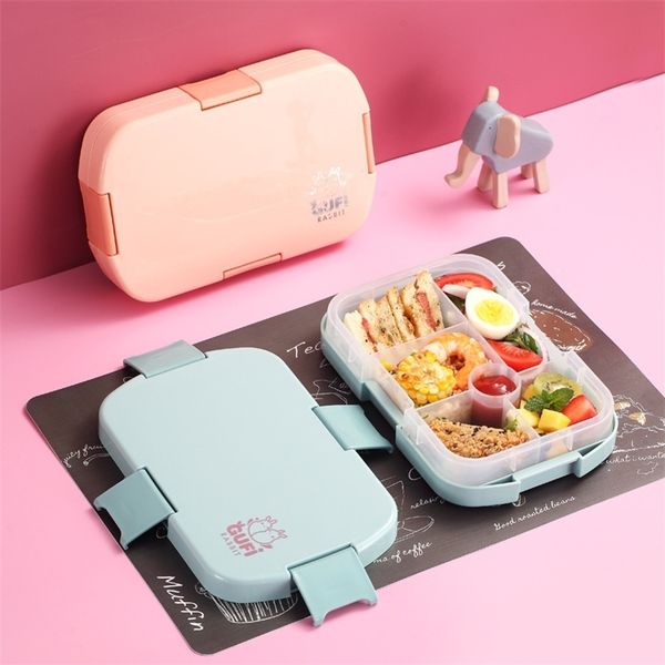 TUUTH Ins Hot Sale Lunch Box Microwave Multiple Grids Food Storage Leakproof Kids Bento Box 920ml Container 201208
