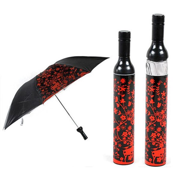 Fashion Wine Bottle Umbrella Portable Folding Automatic Sun-rain UV Mini Wind Resistant Umbrella Women Men Creative Gifts-35 201112