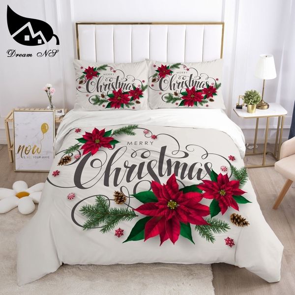 Dream NS Red Christmas Bedding set Queen Bedding Home Textiles Set Bedclothes Santa duvet cover set juego de cama 201127