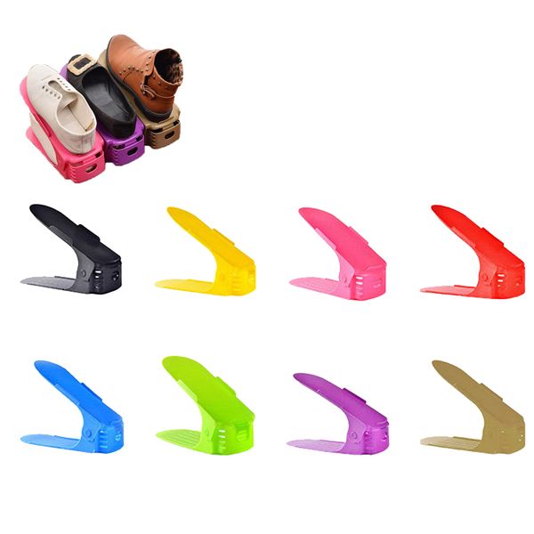 Shoe shelf Detachable Shoe Rack Double Shoes Organizer Adjustable Storage Holders Living Room Plastic Shoebox Shoe Storage 10PCS 201030