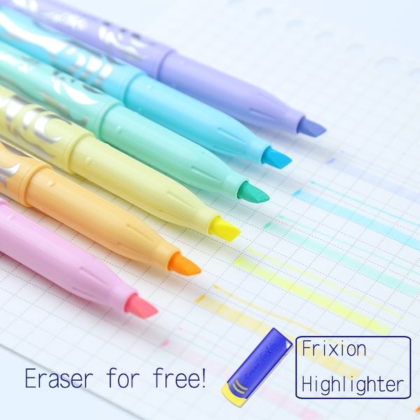 Pilot FriXion Markers 6pcs Pastel Highlighters Soft Color Erasable Pen Kawaii Stationery Scrapbooking Pens For School 201102