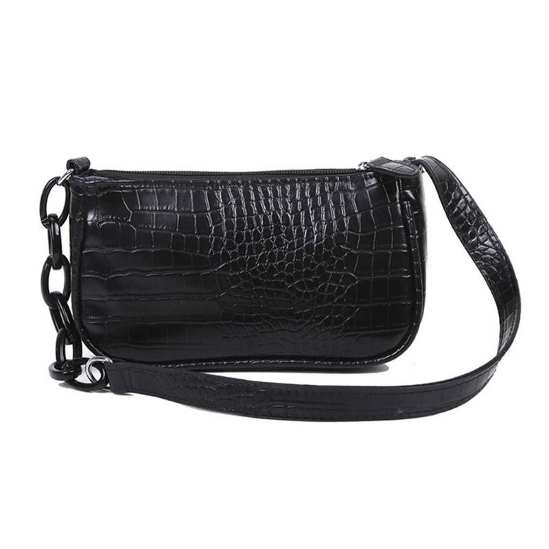 Cross Body Crocodile Pattern Underarm Handbag For Women Candy Color Acrylic Chain Ladies Small Shoulder Bags PU Leather Armpit Bag