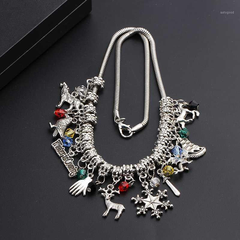 Chokers Choker Pendants & Necklaces Winter Is Coming Wolf Snowflake Lion Horse Compass Charms Accessories For Women1