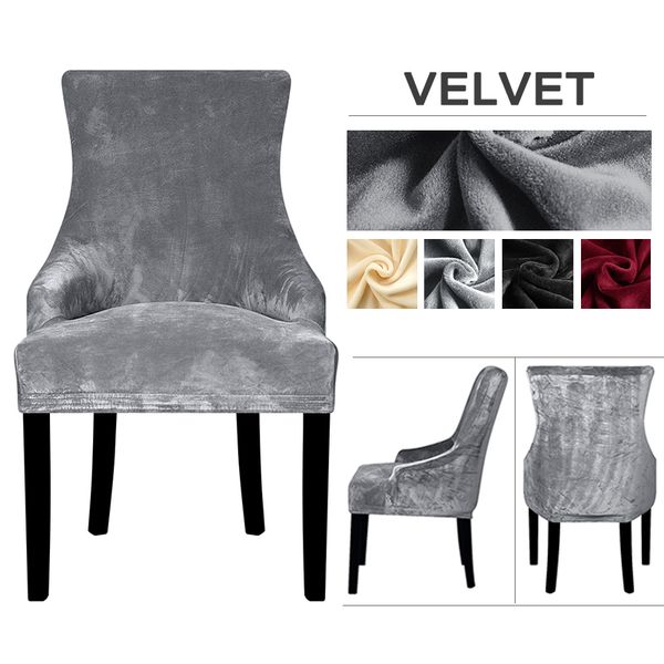 Velvet Fabric European Style Chair Cover Sloping Arm Big Size Wing Back King Back Chair Covers Seat Covers Washable Removable 201120