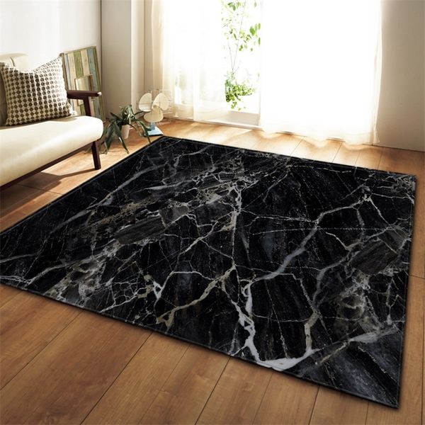 New Black Marble Carpets for Living Room Bedroom Entrance Doormat Floor Mats Carpets Thin Fabric Anti-Slip Bathroom Mat Rugs 201225