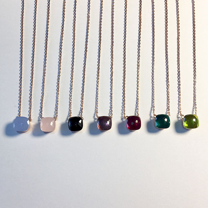 fashion jewelry gemstone candy crystal necklace solitaire pendant necklace women tourist beach necklace copper silver gold rose tricolor