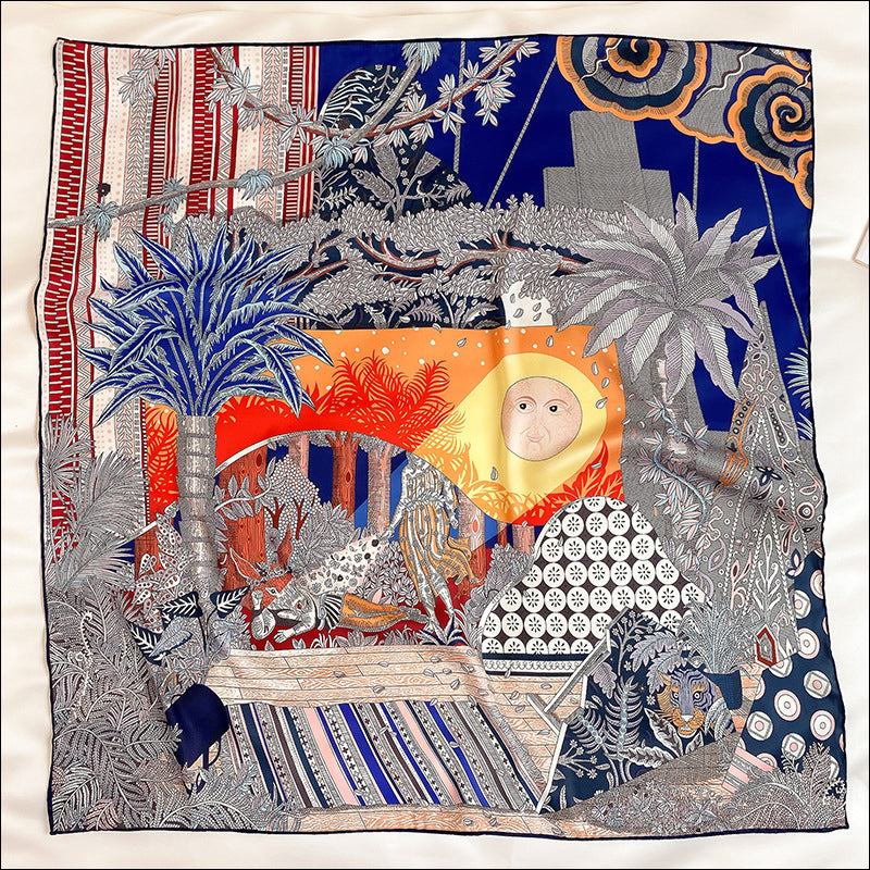 Foulard Satin Scarf Female Silk Head Scarves For Ladies Hand Rolled Scarf 90 Foulard Luxe Curling &quot;A Midsummer Night&#039;s Dream