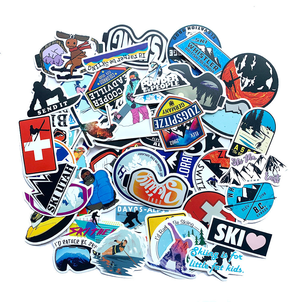 5 Sets = 250PCS Outdoor Skiing Graffiti Stickers Water Cup Helmet Refrigerator Skateboard Stickers