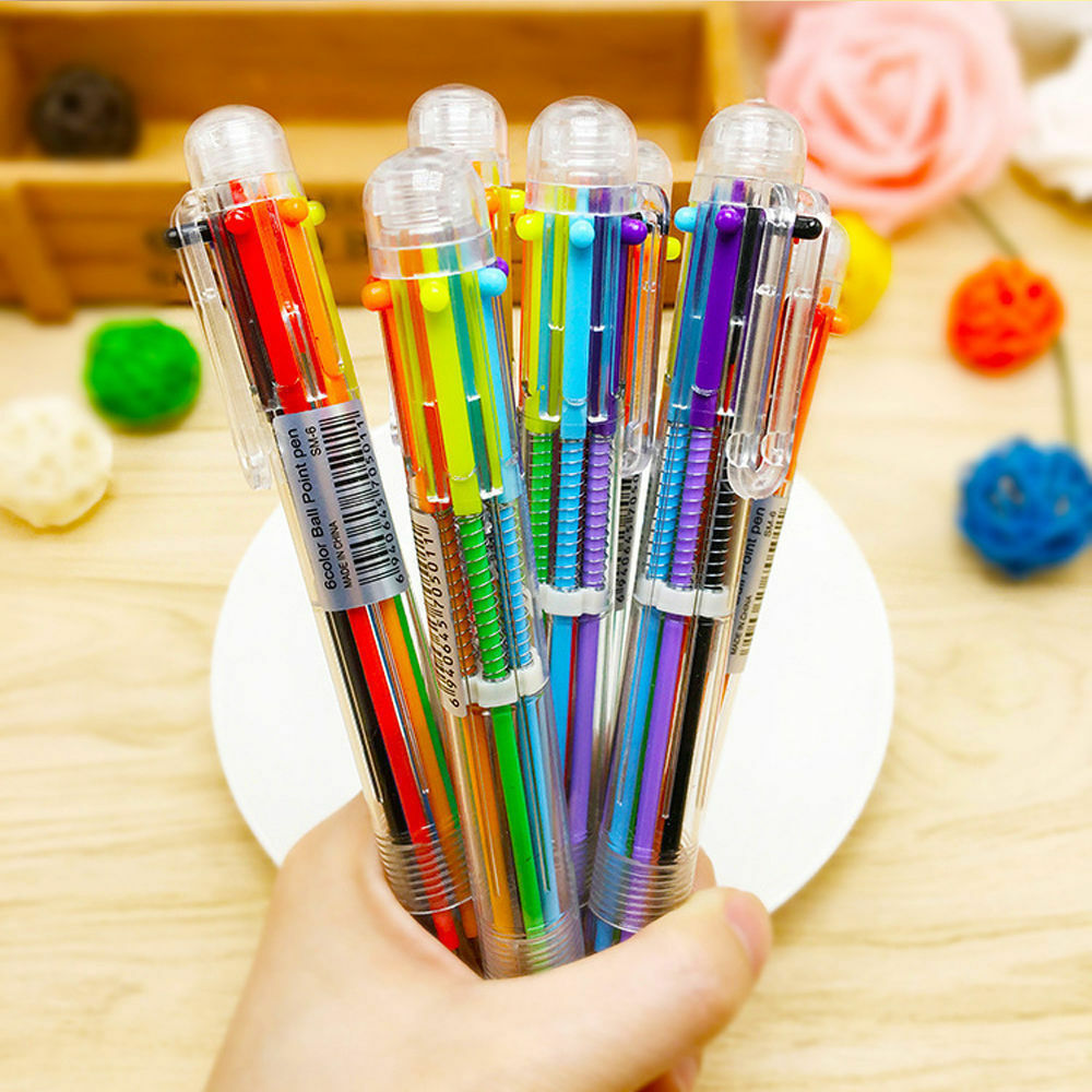 5Pcs-Set 6 in 1 Color Ballpoint Pen Ball Point Pens Kids School Office Supply