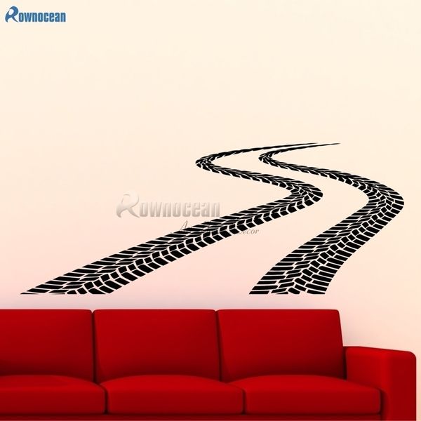 Tire Tracks Wall Decal Car Road With Traces Of Tire Garage Vinyl Sticker Home Room Interior Decoration Waterproof Mural F811 201130