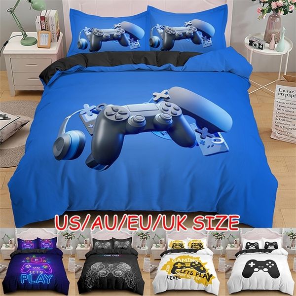 Games Comforter Cover Gamepad Bedding Set for Boys Kids Video Modern Gamer Console Quilt 2 Or 3 Pcs 201211
