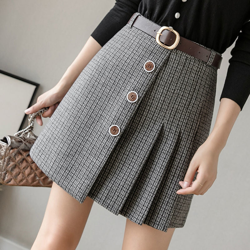 2021 New style plaid high skirt autumn winter female wool skirts y351 KMOK