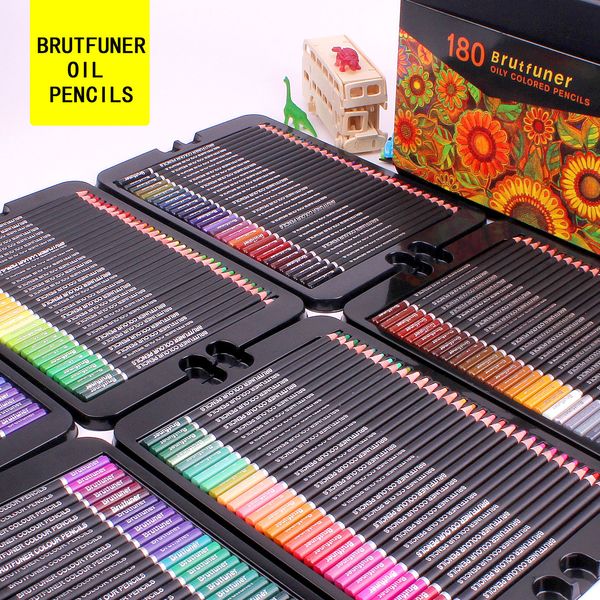 Brutfuner 48-72-120-160-180Color Professional Oil Color Pencils Wood Sketching Colored Pencil School Art Supplies 201202