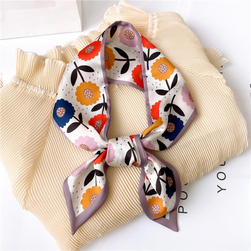 2021 Designer Women Silk Scarf Print Female Hair Neck Scarves Luxury Skinny Headband Lady&#039;s Bag Tie Ribbons Accessories Summer