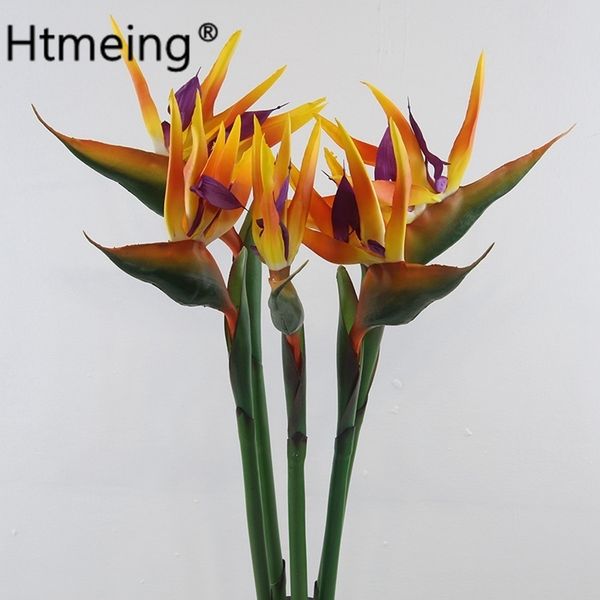 Htmeing artificial plants 90cm PU artificial bird of paradise flower decorative flowers hawaiian party Floral Event decoration Y200104
