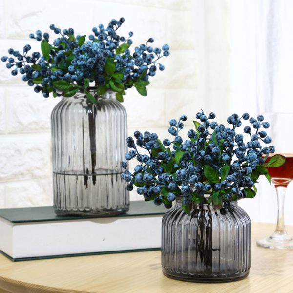 10Pcs Decorative Blueberry Fruit Berry Artificial Flower Plants For Wedding Home Decoration Blue Y200104