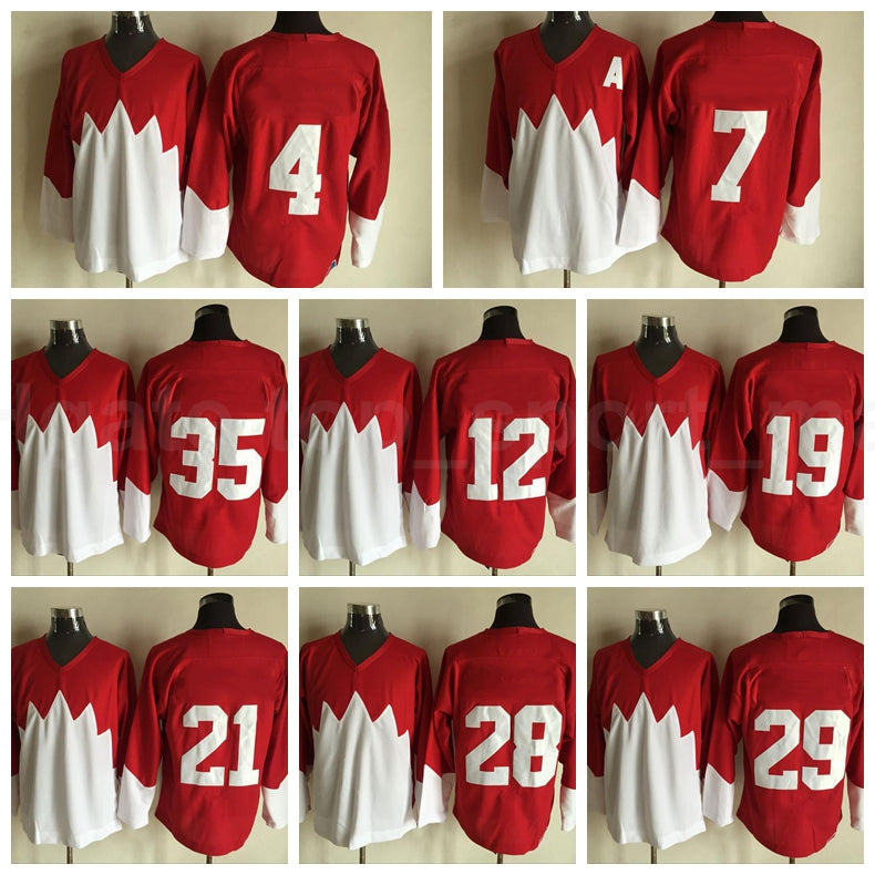 Men Vintage Ice Hockey 21 STAN MIKITA Jersey 1972 Retror Red White Stitched 28 BOBBY CLARKE 29 KEN DRYDEN 35 TONY ESPOSITO