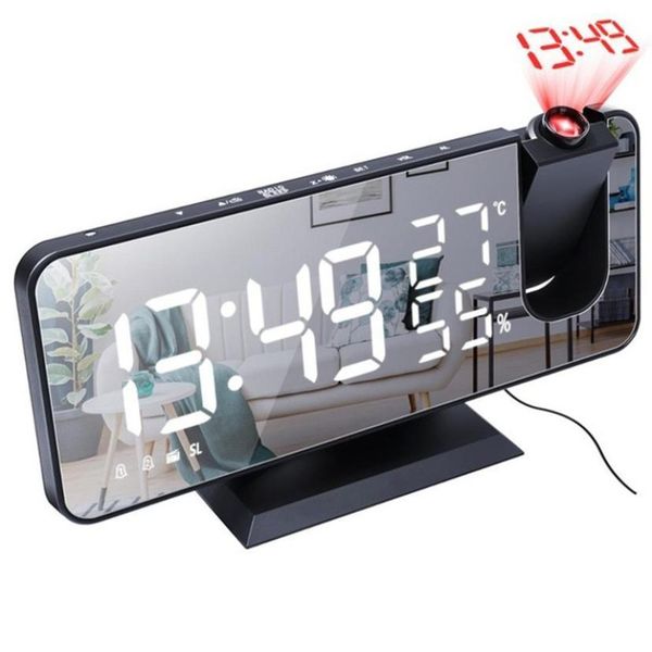 Projection Alarm Clock Digital Ceiling Display 180 Degree Projector Makeup Mirror Multifunctional Table Clock LJ201204