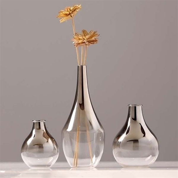 Nordic Mini Flower Vase Hydroponics Desktop Decoration Flower Arrangement Dry Flower Vases Home Decoration Artware Wedding Gifts LJ201209
