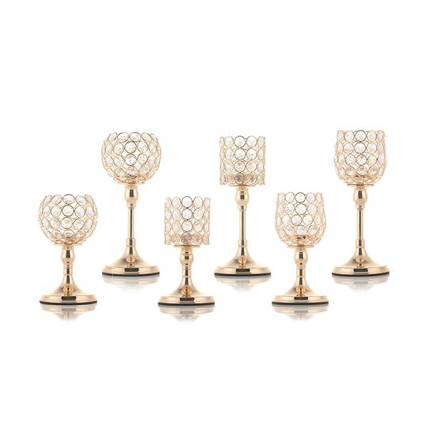 Glass Pillar Tealight Candle Holders Crystal Candlesticks Table Stands Wedding Decoration for Home Housewarming Gift LJ201018