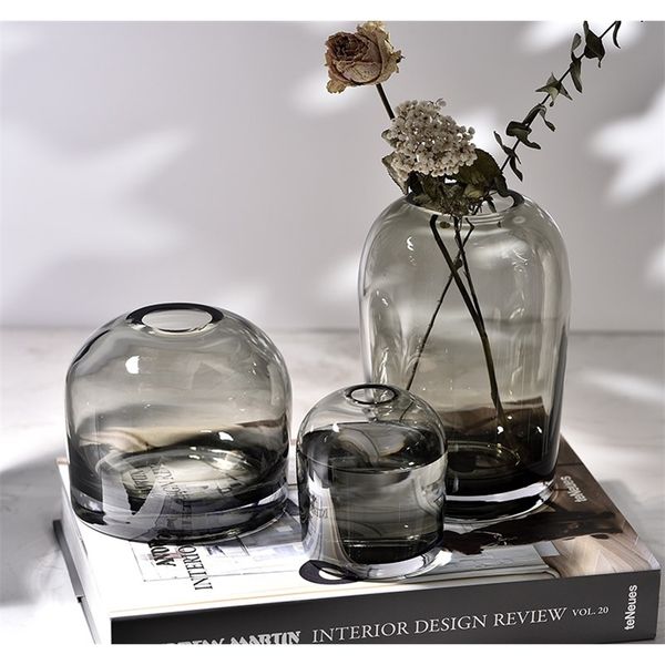 European-style Simple Vase Creative INS Glass Flower Ware Living Room Dining Table Home Decoration Accessories Flower Vase LJ201209