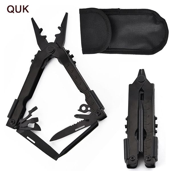 QUK Survival Screwdriver Pliers Multitool Folding Pocket Bits Knife Bottle Opener Hand Tools 8 in 1 Pocket Camping Tool Kit Y200321