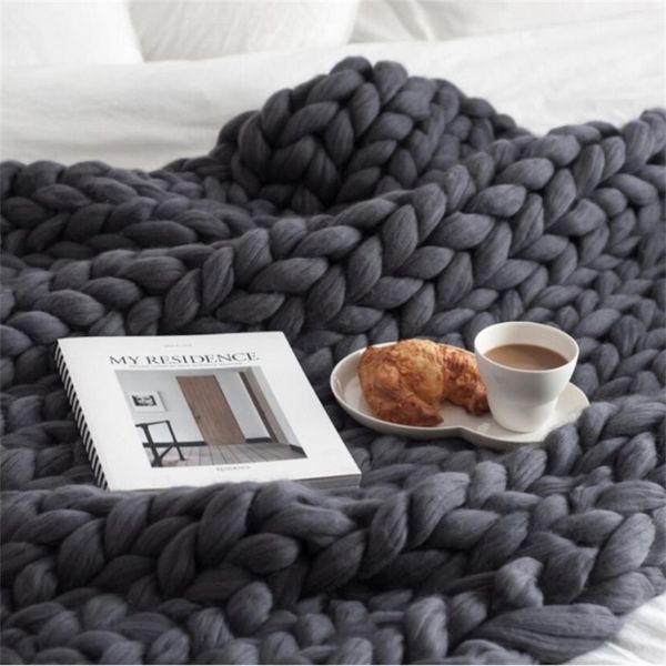 mylb Hot Knitted Blanket Adult Plush Sofa Sherpa Blanket Weighted Blanket Kids Portable Car Travel Covers Fur Throw Blankets LJ200819