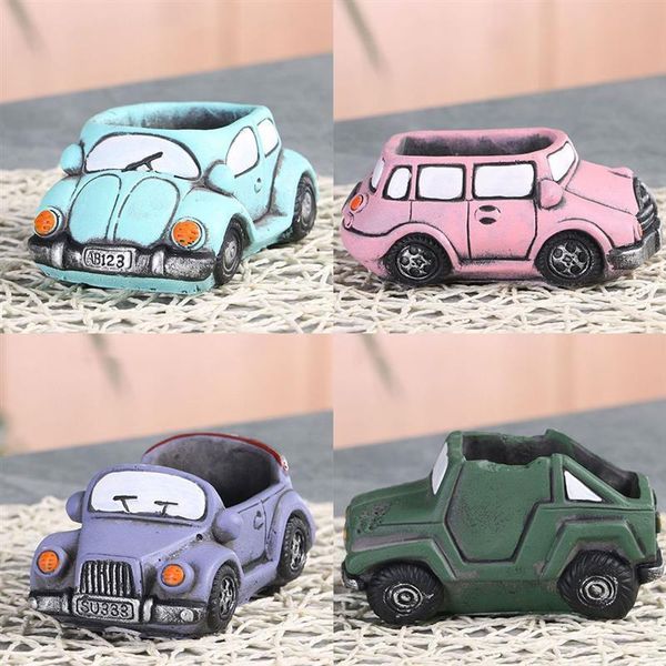 Retro Car Flowerpot Creative Garden Plant Succulent Planter Micro Landscape Desk Cactus Plant Pot Y200709