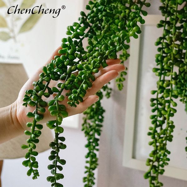 CHENCHENG 2 Pieces - Lot 97 CM Artificial Plant Lover Tears PU Wall Hanging Plant Succulents Home Decoration Hotel Accessories LJ200903