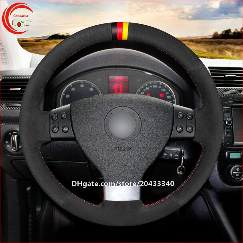 Black Suede Car Steering Wheel Cover for VW Golf 5 Golf Plus Polo MK5 Jetta