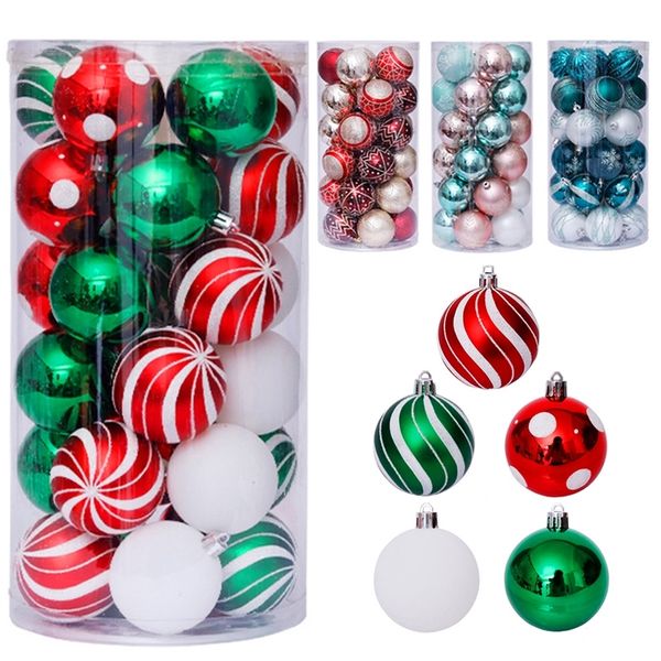 30Pcs-lot Christmas Balls Decorations Glitter Christmas Tree Ornaments Toys Xmas Gifts Hanging Decorative Balls Christmas Decor 201127