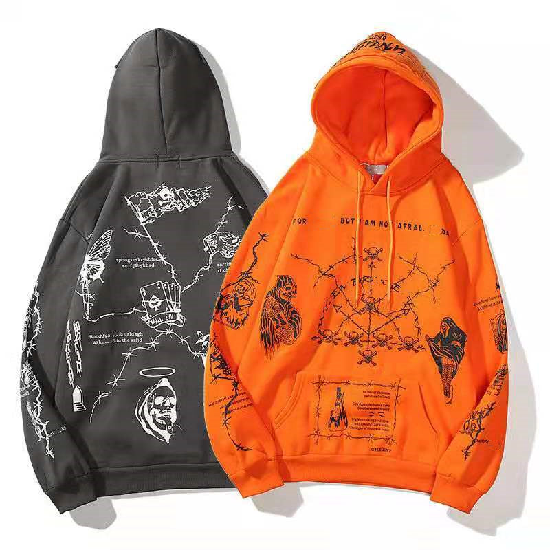 Men&#039;s Designer Hoodie high quality street fashion couple casual pullover sweater black orange M-XXL size