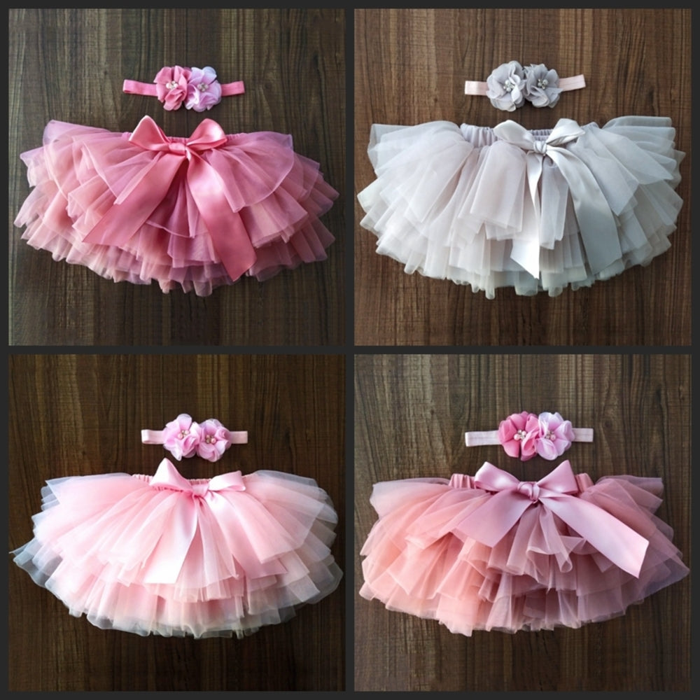 10 Babies Tutus for Colors Newborn Baby Color Tutu Skrits with Flower Headband 2pcs Set Infant Party Birthday Dress Toddler