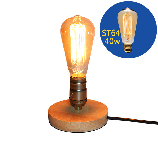 2021 New Wooden Aluminum Table Retro Loft Desk Edison Bulb 110v-220v Night Light Office Bedroom-living Room-cafe Lam 1 Stzv