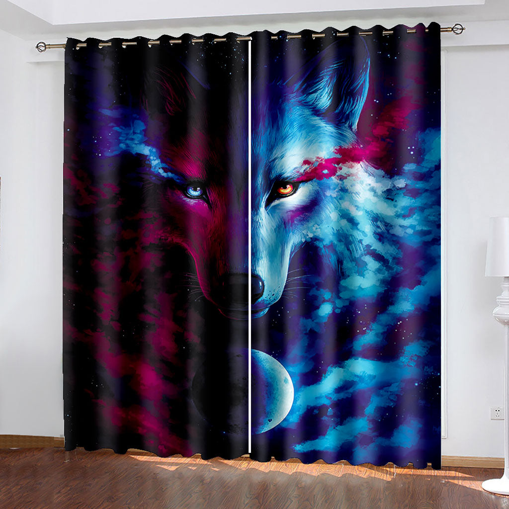 Customized 3d curtains new window balcony thickened windshield blackout curtains blue purple animal curtains personality curtain