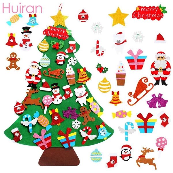 Diy Felt Christmas Tree Christmas Decor for Home Navidad 2021 New Year Gifts for Kids Cristmas Ornaments Navidad Natal Xmas Tree 201023