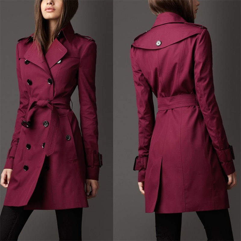 2021 New Fashion Trench for Women Autumn Double-breasted Womens Long Coat Classic Casual Office Lady Business Outwear Hpmi