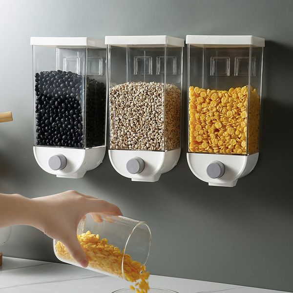 Wall Mounted Cereal Dispenser Box Oatmeal Grain Storage Box Kitchen Dry Food Organizer Container Kitchen Tools Accessories Z61 201030